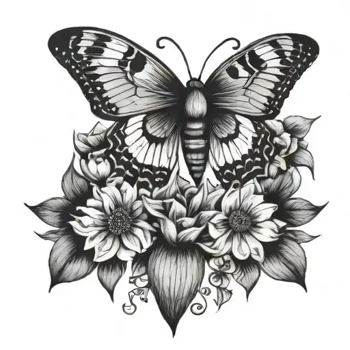 Moth And Flower Surrounded