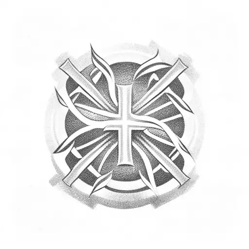 A Football Field With A Holly Cross At The Center