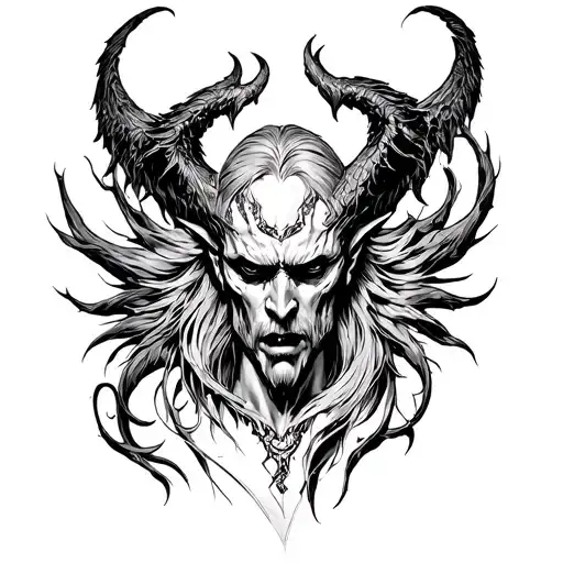 Create A Lucifer Tattoo Design For Shoulder That Will Spread Till The Neck And Arms