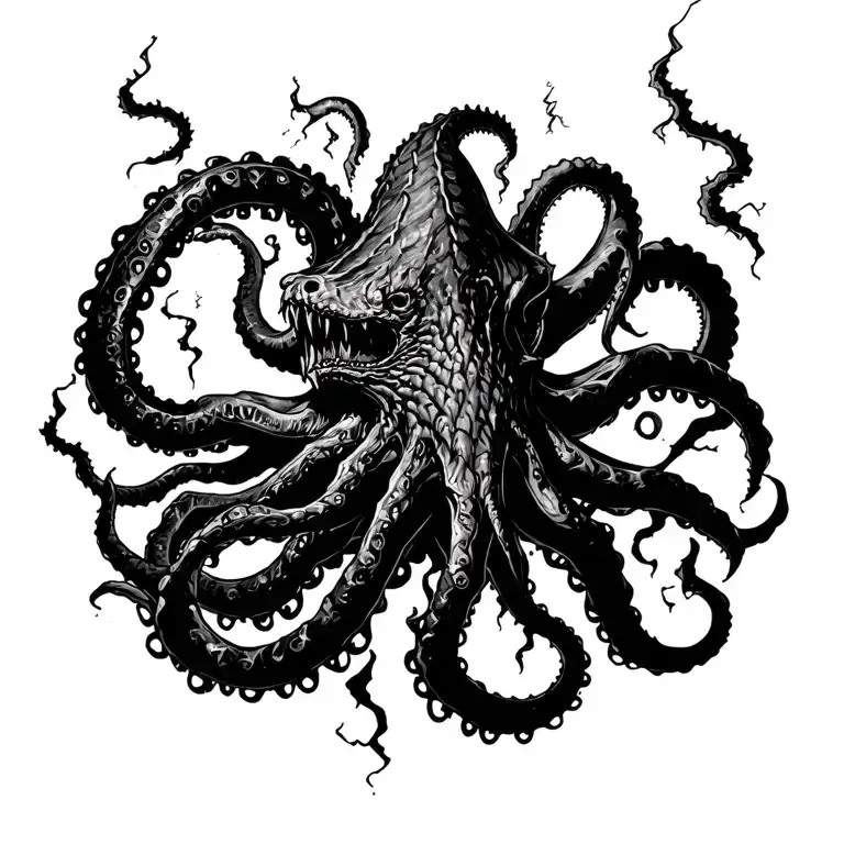 Kraken With Lightning Striking