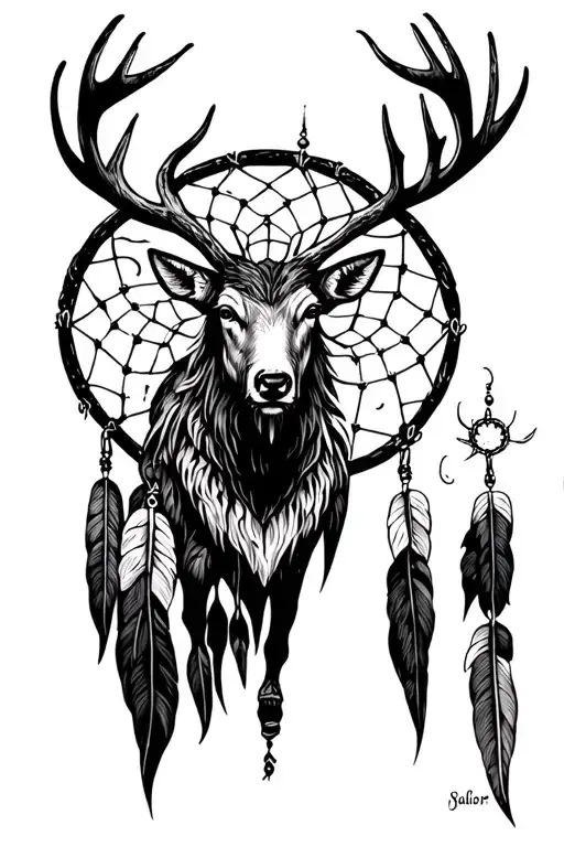 Elk Skinwalker Night Sky Dream Catcher In Ghost Town