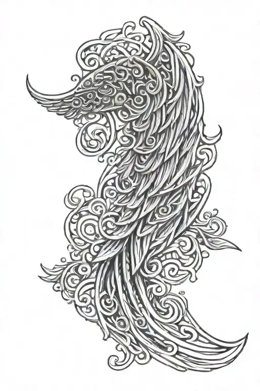 3D Angel Wing Tattoo With Celtic Swirl