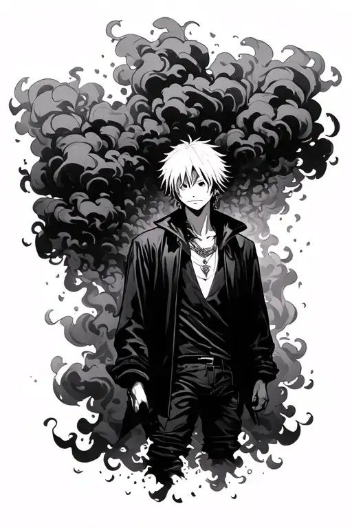 Sanji From One Piece Standing In Smoke Rising