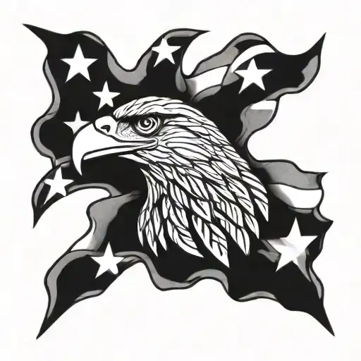 Eagle And Flag Waving