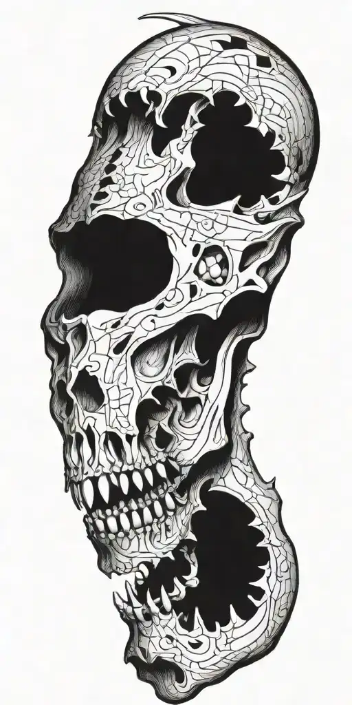 A Dragon Skull With Musical Notes Flowing Out Of Its Mouth