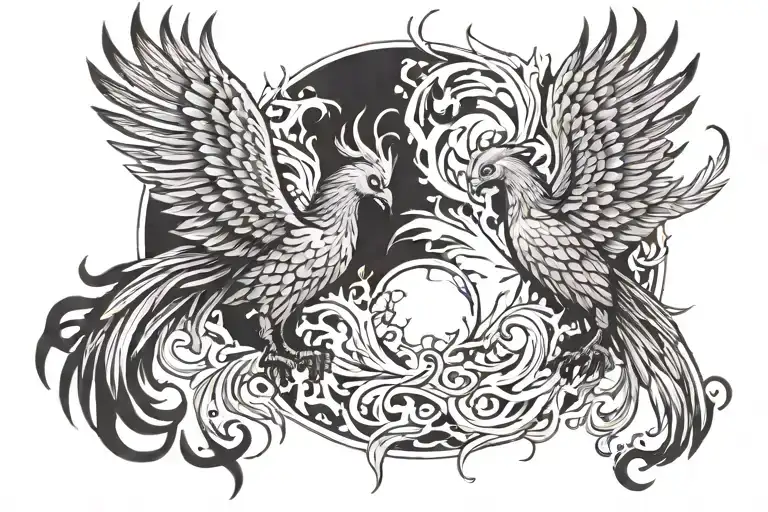 Two Phoenixes Look At The Fireball