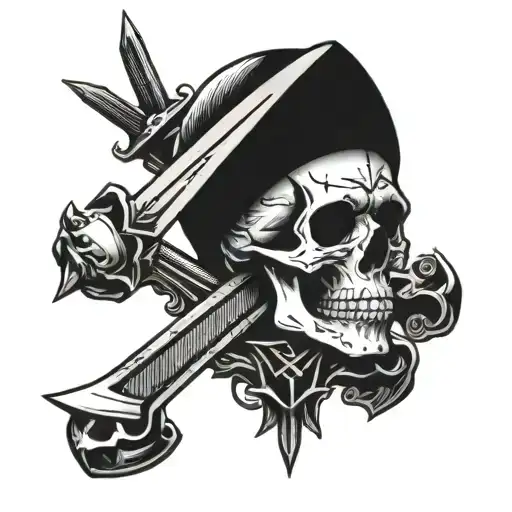 Skull Swords Guns Money Drugs