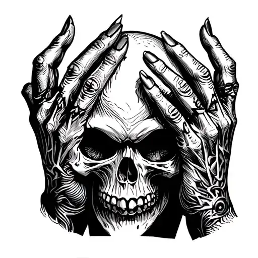 See No Evil Skull Covered With Hands