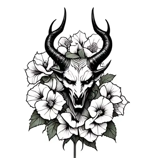 Devil With Hollyhocks On The Horns