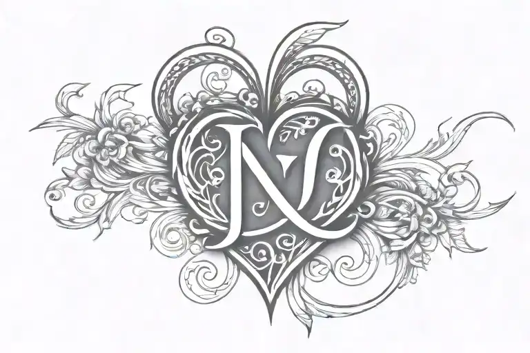 The Letter J And C Infinity Symbol Heart Beat Line