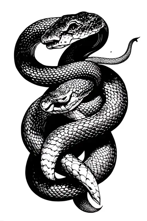 Snake Wrapped Arms Around Herself