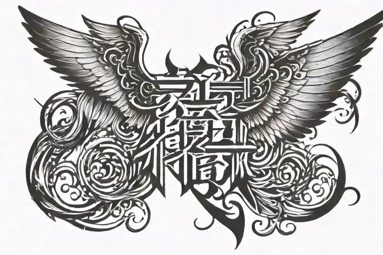 Benimaru Written In Japanese With Angel Like Wings On The Sides
