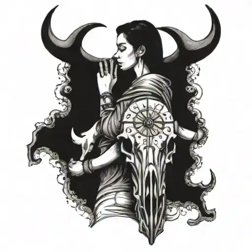 Girl Carrying Bull Skull