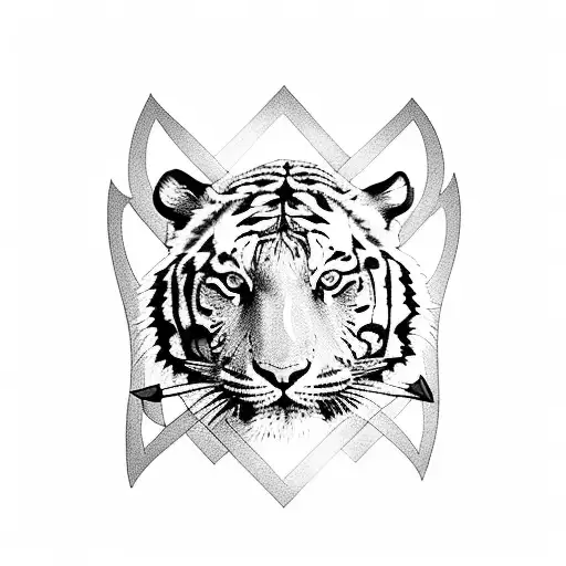 Tiger With Arrows On Body