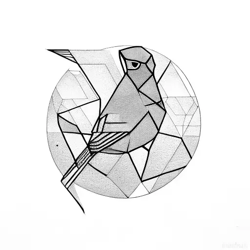 A Geometric Bird With A Small Quote About Self-acceptance