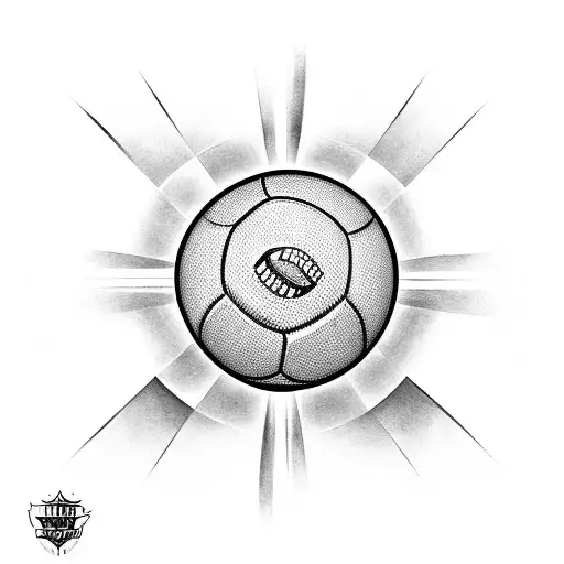 A Blackwork Tattoo Of A Football Surrounded By Dart Flights