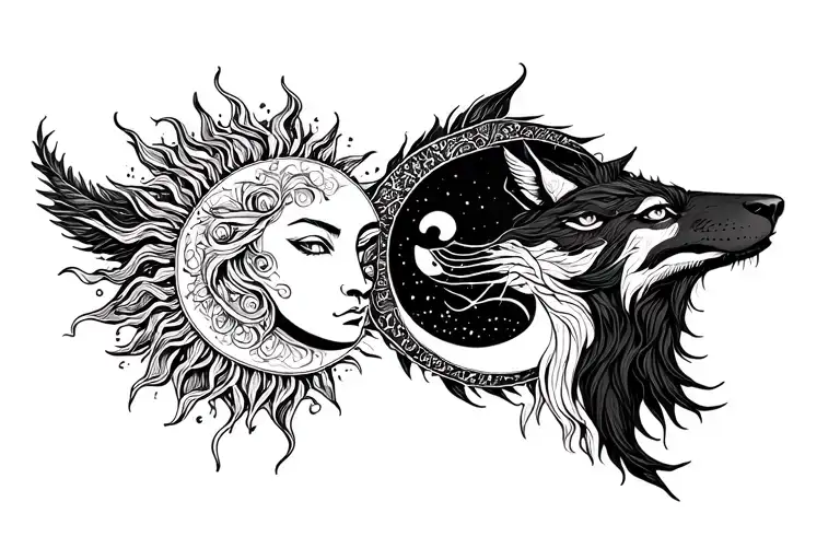 Skoll And Hati Sun And Moon