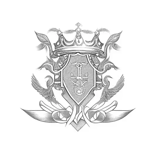 Letters Bk In Family Crest With Crown