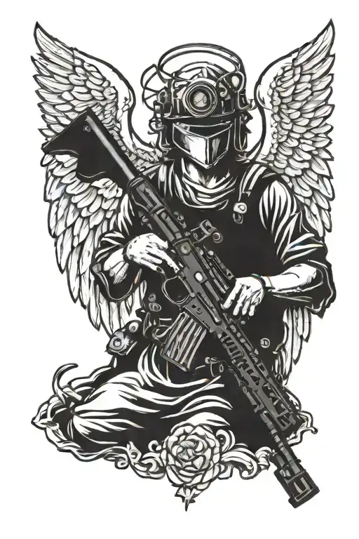 No Faced Angel Holding A Ar 15 Rifle