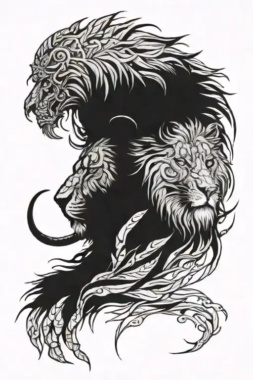 A Lion In His Last Battle Coverd In Scars A Scar Over His One Eye During A Full Moon