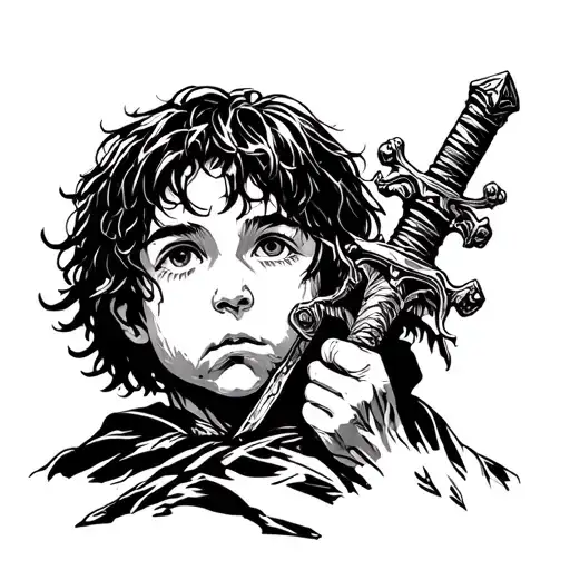 A Lost Boy In The Forest Holding A Sword Looking To Go In