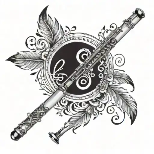 Flute With Music Harini Name And Pecock Feathers Coming