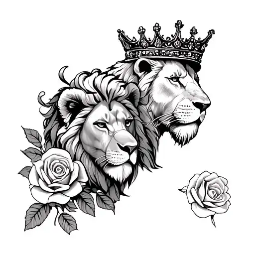 Roses And A Crown And A Lion