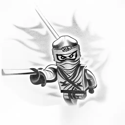 Ninjago Characters Battling In A Black And Grey Scene