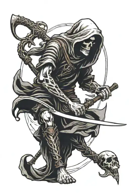 Death With A Scythe On The Leg