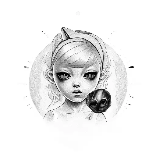 Little Girl With A Sphynx Cat