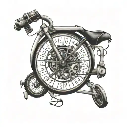 A Tattoo Design Featuring A Detailed Bicycle Intertwined With The Names Or Initials Of Your 6 Kids