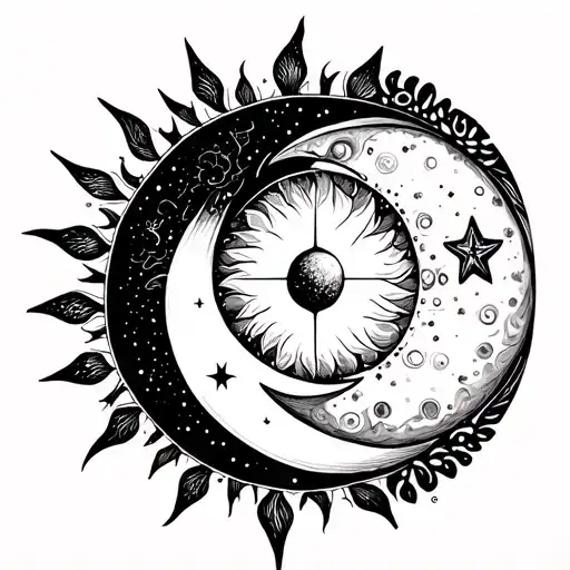 Sun And Moon In One With Stars Too