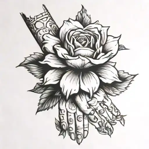 A Flower Between Two Handcuffed Hands