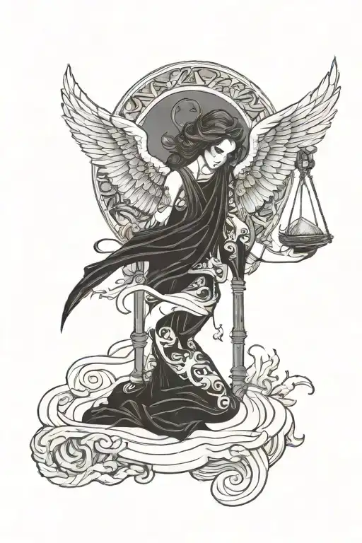 Angel Of Death With Hourglass Sand Running