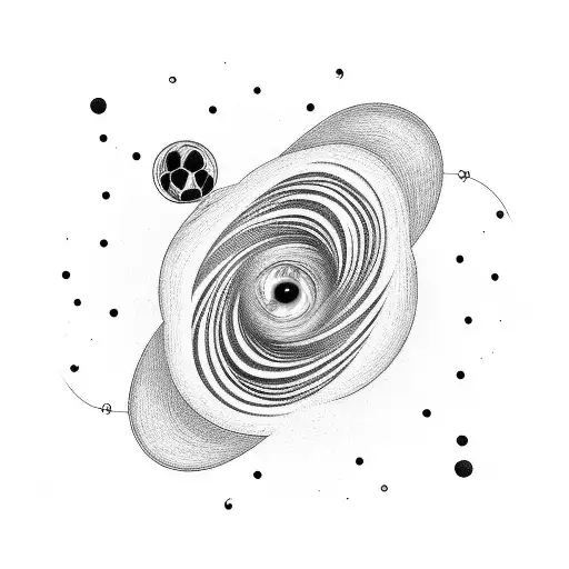 Black Hole With Fine Line Swirls Around It