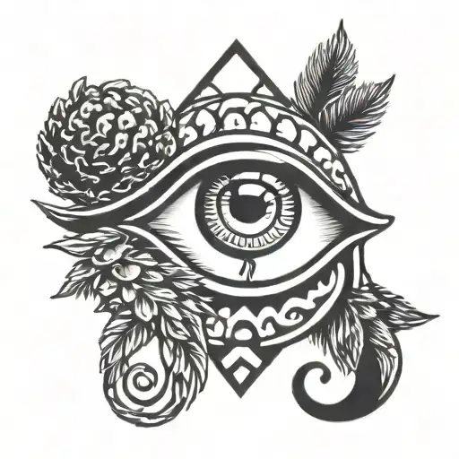 Eye Of Horus With Peace Symbol And Pine Cone