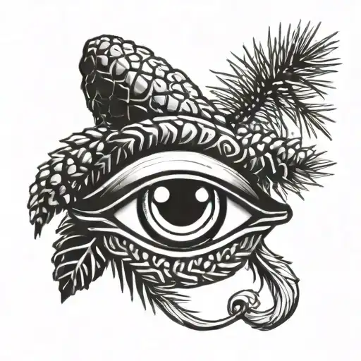 Eye Of Horus With Peace Symbol And Pine Cone