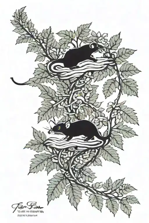 Rats Tangled In Fern Leaf