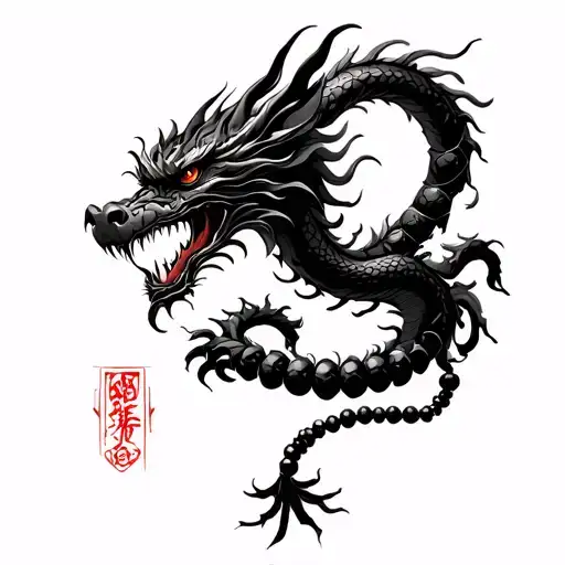 Chineese Dragon Warped Around Praying Beads