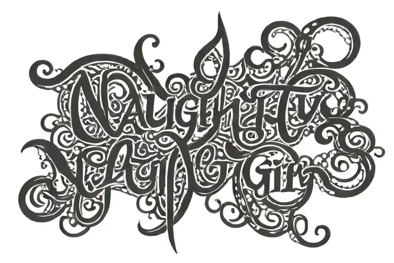 Squiggly Text 'Naughty Girl'