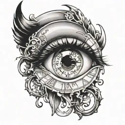 Crying Blue Eye With Clock Melting