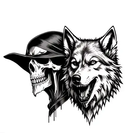 Grim Reaper And Wolf Face