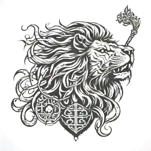 Lion Warrior With Bible Verse Written In Calligraphy