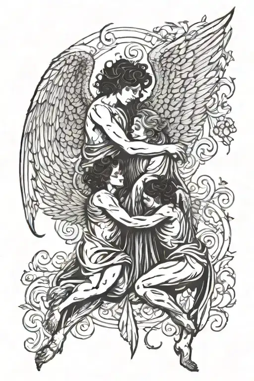 Falling Angel And The Devil Are Hugging Each Other