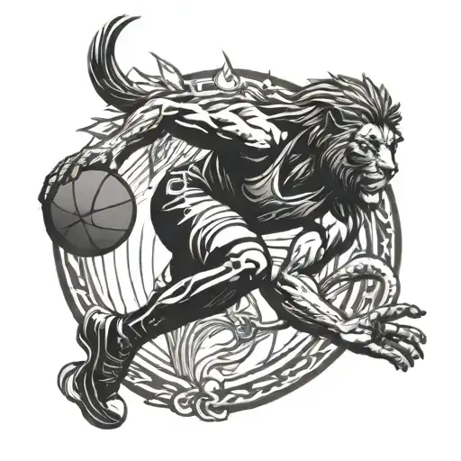 A Basketball Player Dunking A Lion Instead Of A Basketball