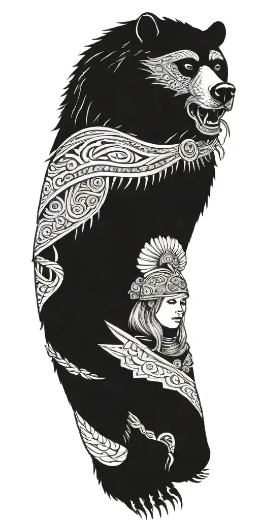 Bear And Viking Female Warrior