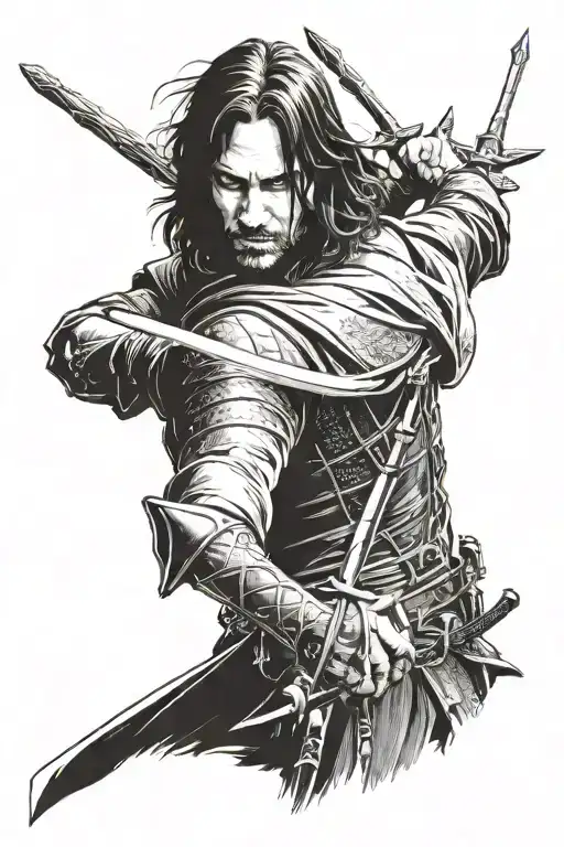 Aragorn In Battle Wielding Anduril