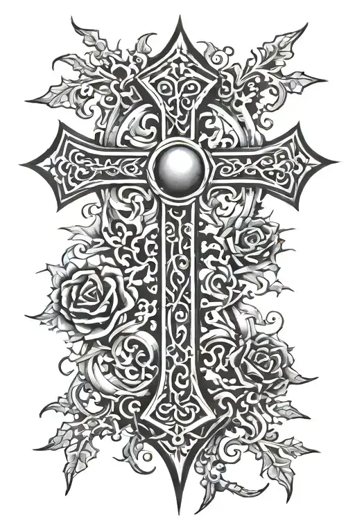 Christian Cross With A Thorn Of Crowns Over The Top Beam
