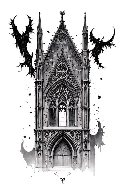 Gothic Architectur Fading To Architecture Sketch