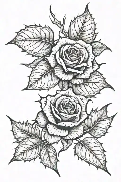 Rose Thorns Leaves